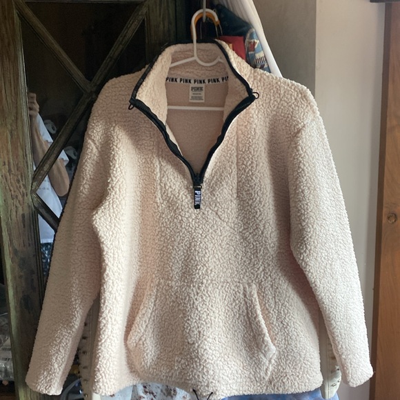 MWOT VS pink 1/4 zip pullover cream colored - Picture 3 of 6